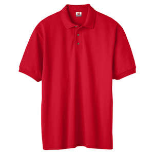 Hanes Mens Cotton Pique Sport Shirt - Dark/Color Red, Deep