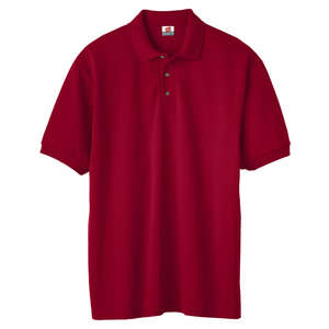 Hanes Mens Cotton Pique Sport Shirt - Dark/Color Red, Cardinal