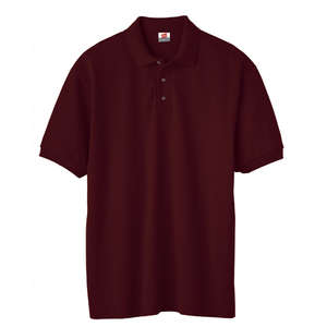 Hanes Mens Cotton Pique Sport Shirt - Dark/Color Maroon