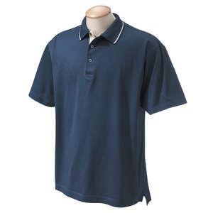 Chestnut Hill Mens Performance Plus Mercerized Polo - Dark/All Blue, New Navy/Ivory