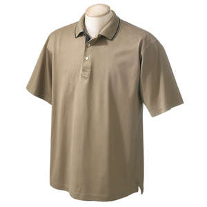 Chestnut Hill Mens Performance Plus Mercerized Polo - Dark/All Khaki, Surplus/Black