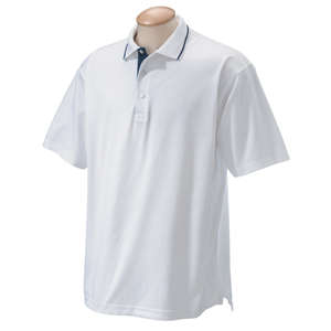 Chestnut Hill Mens Performance Plus Mercerized Polo - Dark/All White/Blue, New Navy