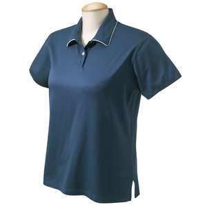 Chestnut Hill Womens Performance Plus Mercerized Polo - Dark/All Blue, New Navy/Ivory