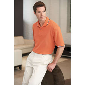 Izod Mens Two-Color Tipped Polo - Dark/All