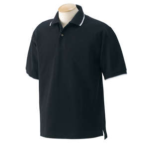 Izod Mens Two-Color Tipped Polo - Dark/All Black/Gray, Heathered/White