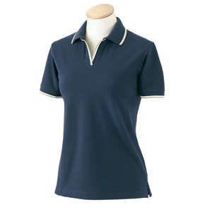 Izod Womens Two-Color Tipped Polo - Dark/All Blue, Navy/White/Khaki