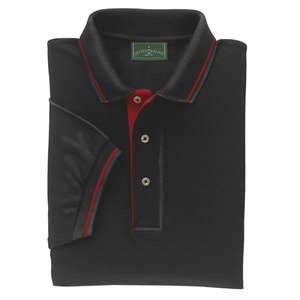 Outer Banks Striped Collar And Cuffs Sport Shirt - Dark/All Black/Red, Bright