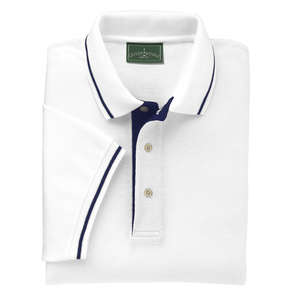 Outer Banks Striped Collar And Cuffs Sport Shirt - Dark/All White/Blue, Navy