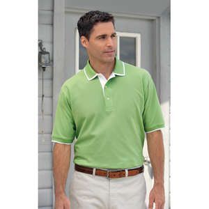 Outer Banks Mens Egyptian Diamond Knit Pique With Intarsia Collar - Dark/All 