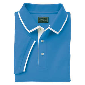 Outer Banks Mens Egyptian Diamond Knit Pique With Intarsia Collar - Dark/All Blue, Bimini/White