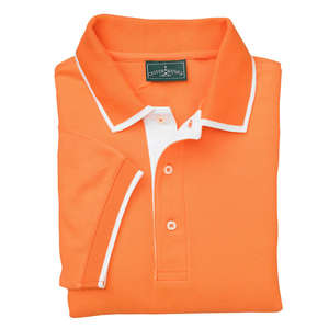 Outer Banks Mens Egyptian Diamond Knit Pique With Intarsia Collar - Dark/All Melon/White