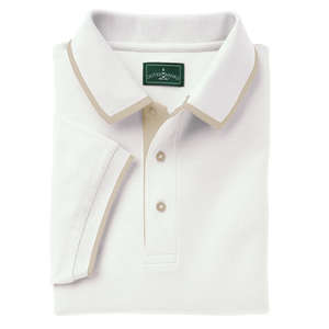 Outer Banks Mens Egyptian Diamond Knit Pique With Intarsia Collar - Dark/All White/Putty