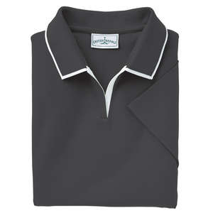 Outer Banks Womens Egyptian Diamond Knit Pique With Intarsia Collar - Dark/All Black/White