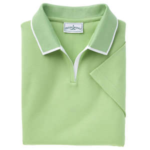 Outer Banks Womens Egyptian Diamond Knit Pique With Intarsia Collar - Dark/All Green, Spring/White