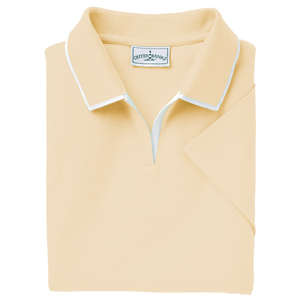 Outer Banks Womens Egyptian Diamond Knit Pique With Intarsia Collar - Dark/All Yellow, Maize/White