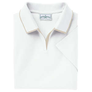 Outer Banks Womens Egyptian Diamond Knit Pique With Intarsia Collar - Dark/All White/Putty