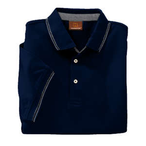 Harriton Mens Short Sleeve Jersey Polo with Tipping - Dark/All Blue, Navy/Gray, Heathered