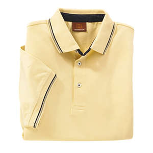 Harriton Mens Short Sleeve Jersey Polo with Tipping - Dark/All Yellow, Straw/Blue, Navy