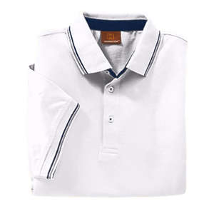 Harriton Mens Short Sleeve Jersey Polo with Tipping - Dark/All Yellow, Straw/Blue, Navy