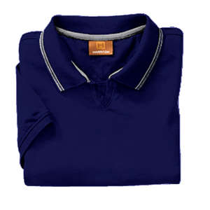 Harriton Womens Short Sleeve Jersey Polo with Tipping - Dark/All Blue, Navy/Gray, Heathered