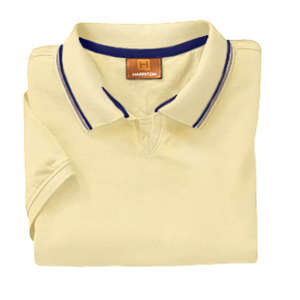Harriton Womens Short Sleeve Jersey Polo with Tipping - Dark/All Yellow, Straw/Blue, Navy
