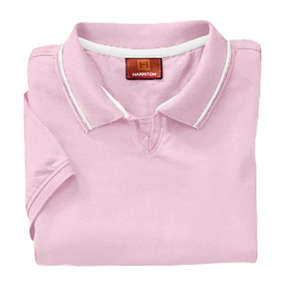 Harriton Womens Short Sleeve Jersey Polo with Tipping - Dark/All Pink, Blush/White