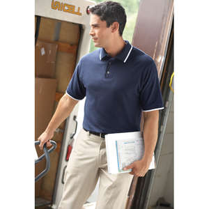 Harriton Short Sleeve Pique Polo With Tipping - Dark/Color 