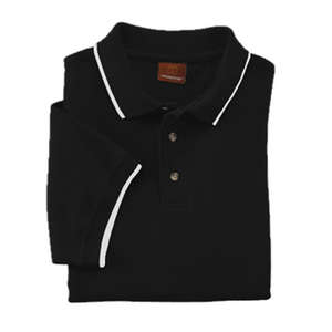 Harriton Short Sleeve Pique Polo With Tipping - Dark/Color Black/White