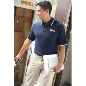 Harriton Short Sleeve Pique Polo With Tipping - Dark/Color 