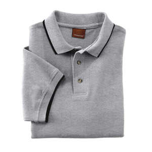 Harriton Short Sleeve Pique Polo With Tipping - Light/Heather Gray, Heathered/Black