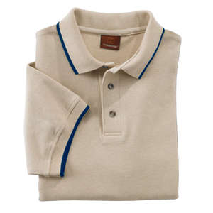 Harriton Short Sleeve Pique Polo With Tipping - Light/Heather Gray, Stone/Blue, Navy