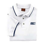 Promotional Mens Golf & Polo Shirts - Harriton Short Sleeve Pique Polo With Tipping - White/Neutral