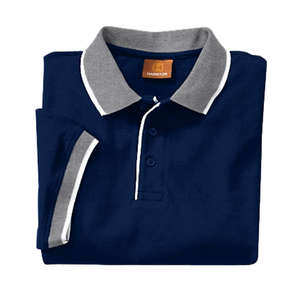 Harriton Colorblock Pique Polo - Dark/All Blue, Navy/Gray, Heathered/White