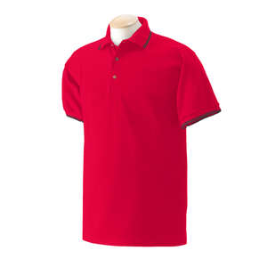 Gildan Fashion Thin Stripe Pique Sport Shirt - Dark/All Red/Black
