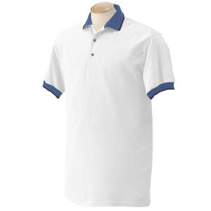 Gildan Fashion Wide Stripe Pique Sport Shirt - Dark/All White/Blue, Indigo/Blue, Navy