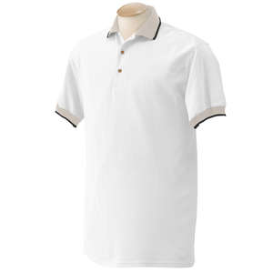 Gildan Fashion Wide Stripe Pique Sport Shirt - Dark/All White/Sand/Black