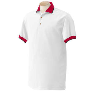 Gildan Fashion Wide Stripe Pique Sport Shirt - Dark/All White/Red/Black