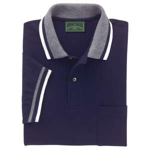 Outer Banks Birdseye Tipped Sport Shirt with Pocket - Dark/All Blue, Navy/White