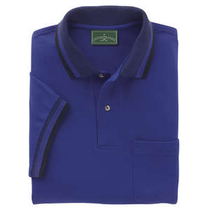 Outer Banks Birdseye Tipped Sport Shirt with Pocket - Dark/All Blue, Bright Royal/Black