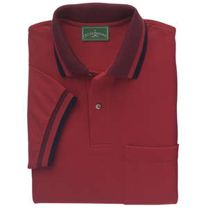 Outer Banks Birdseye Tipped Sport Shirt with Pocket - Dark/All Red, Bright/Black