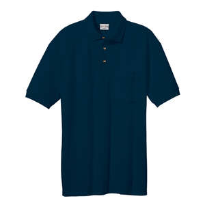 Anvil Cotton Pique Sport Shirt with Pocket - Dark/Color Blue, Navy