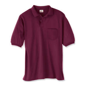 Hanes 50/50 Sport Shirt With Pocket - Dark/Color Maroon