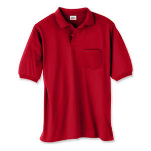 Hanes 50/50 Sport Shirt With Pocket - Dark/Color Red, Deep