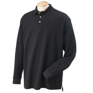 Chestnut Hill Unisex Long Sleeve Performance Plus Pique Polo - Dark/All Black