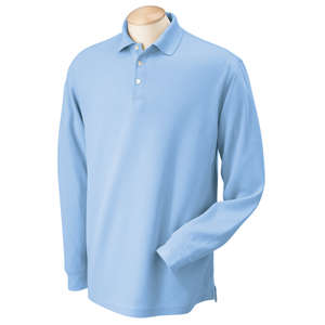 Chestnut Hill Unisex Long Sleeve Performance Plus Pique Polo - Dark/All Blue, Dusty