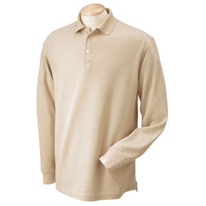 Chestnut Hill Unisex Long Sleeve Performance Plus Pique Polo - Dark/All Gray, Stone