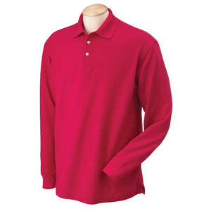 Chestnut Hill Unisex Long Sleeve Performance Plus Pique Polo - Dark/All Red