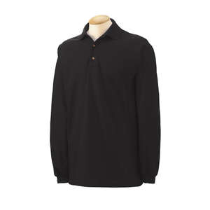 Gildan 7 oz Cotton Pique Long Sleeve Sport Shirt - Dark/Color Black