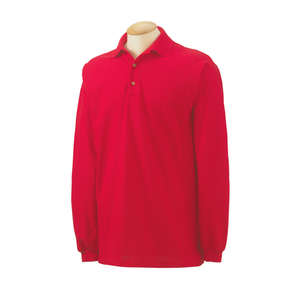 Gildan 7 oz Cotton Pique Long Sleeve Sport Shirt - Dark/Color Red