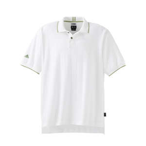 Adidas Mens ClimaLite Drop-Needle Polo - Dark/All White/Green, Apple